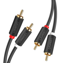 UGREEN 2x RCA mannelijk naar 2x RCA mannelijk verlengkabel, 1,5 m - Zwart