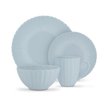 Swan 16 Piece Scallop Edge Stoneware Dinner Set, Blue, SWKA1460BLU