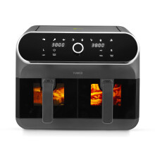 Tower Elite Dual Basket Air Fryer with Digital Control Panel. Graphite, T17195