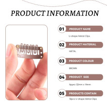 10 Stuks Bruine Klikclips U-Vormige Metalen Clips voor Haarextensies DIY