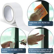 3X Window Weather Tape, Sealing Tape, Plastic Weather Tape, Sealing Tape, Waterproof, No Residue Sealant Strip (White)