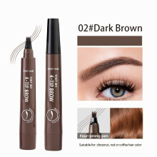 (02 #Dark Brown) Crayon à sourcils professionnel ultra fin Quadra |Résistant à l'eau, anti-taches, aspect sourcils naturel 3D, poils