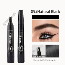 (05#Natural Black) Crayon à sourcils professionnel ultra fin Quadra |Résistant à l'eau, anti-taches, aspect sourcils naturel 3D, poils