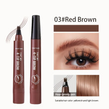 (03#Red Brown) Professioneller ultrafeiner Quadra-Brauenstift |Wasserfest, wischfest, natürlicher 3D-Brauen-Look, definierte Härchen,