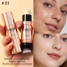 (01) Waterdichte Rose Golden tweekoppige Foundation Stick |Matte concealerborstel met volledige dekking, dekking van vlekken