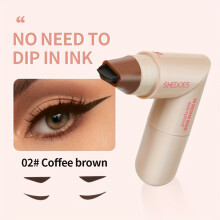 (brown) 1pc Dual Tip Rotating Eye Line Marker Pen - Waterproof & Smudge-Proof with One-Pass Ink System, Two-Color (Black/Brown)