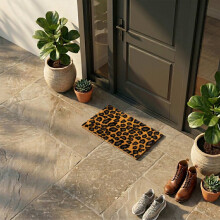 Coir Doormat with Motif, 60x40 cm, Non-Slip Backing