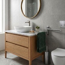 Bathroom Set: Towel Rail & Toilet Brush, Silver