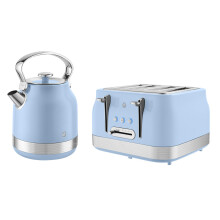 Swan Retro Kitchen Set, 1.7L Rapid Boil Kettle and 4 Slice Toaster, Blue, SK14631BLU & ST19029BLU, EEJB390