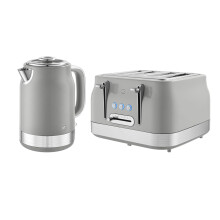 Swan Retro Kitchen Set, 1.7L Rapid Boil Jug Kettle & 4 Slice Toaster, Grey, EEJB402