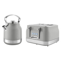 Swan Retro Kitchen Set, 1.7L Rapid Boil Kettle and 4 Slice Toaster, Grey, EEJB393