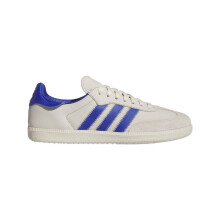 (6 UK, White/Blue) Adidas Mens Humanrace Samba 3 Stripes Leather Trainers