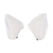 Cat Long Fur Ears Anime Neko Costume Orecchiette Hair Clip Party white