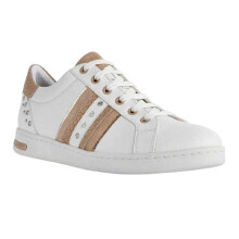 (4 UK, White/Pale Skin) Geox Womens/Ladies Jaysen Leather Flat Trainers
