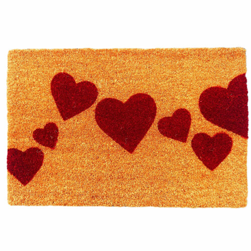 Coir Doormat, 60x40 cm, Dirt-Trapping, Decorative Design 1