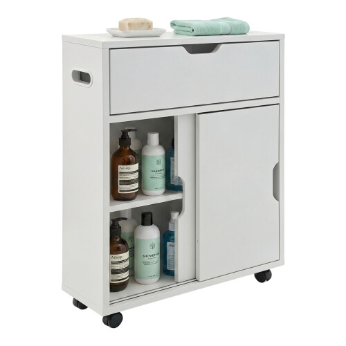 White Bathroom Storage Trolley, 4 Compartments 1