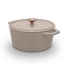 Barbary & Oak Nattura Round Cast Iron Casserole/Dutch Oven/Cooking Pot, Cashmere, BO800321CSH
