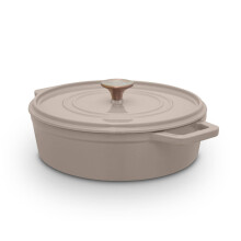 Barbary & Oak Nattura Shallow Cast Iron Casserole/Dutch Oven/Cooking Pot, Cashmere, BO800322CSH