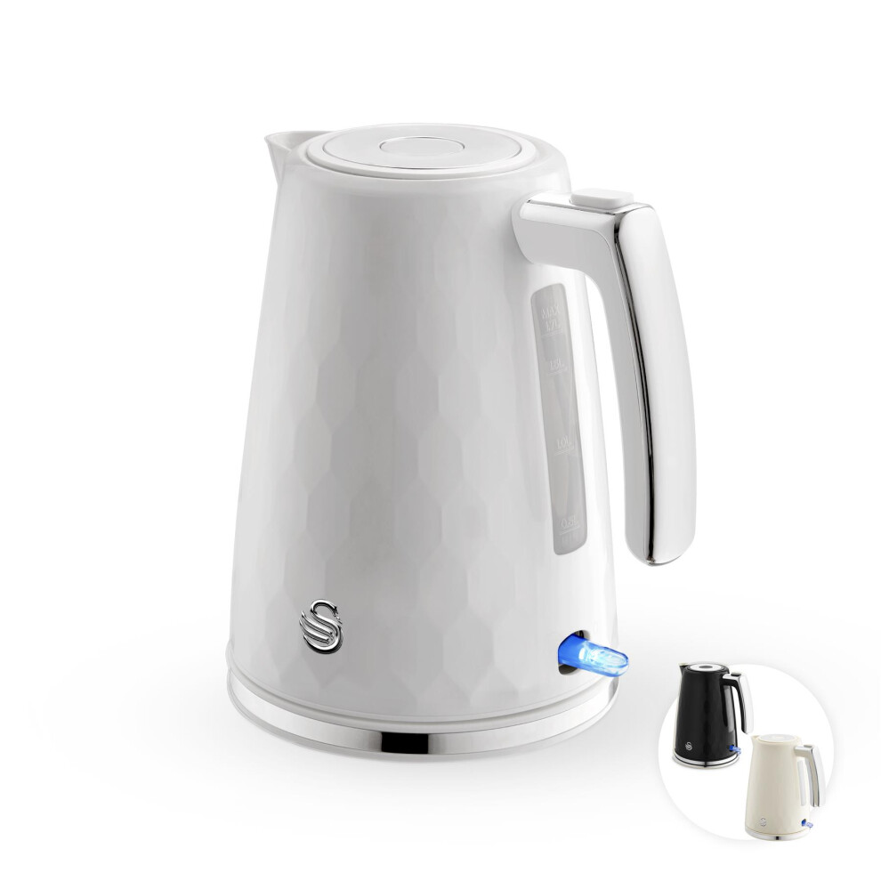 Swan Hexton 1.7L Electric Kettle, 3Kw Rapid Boil, White - Image 4