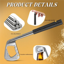 Flesopener in Golfclubstijl: Flesopener van Zinklegering met Golfthema, Ideaal Cadeau voor Golfers en Vaders, Perfect voor Thuis