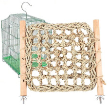 Houten Zitstok voor Vogelkooi, Speelstandaard voor Parkieten, Ladderzitstok voor Kooi, Geschikt voor Training en Voeding van Conures, Dwergpapegaaien