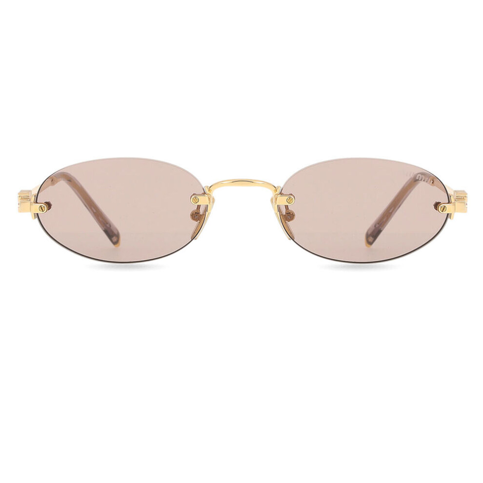 Miu Miu Gold/Brown Mu A54s 5Ak20i Woman Sunglasses Metal Round Normal - Image 3