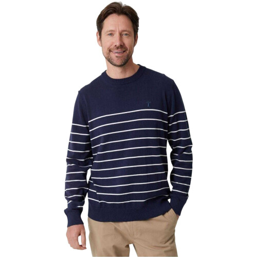 Joules (L, Navy/Ecru) Joules Mens Stripe Regular Sweatshirt