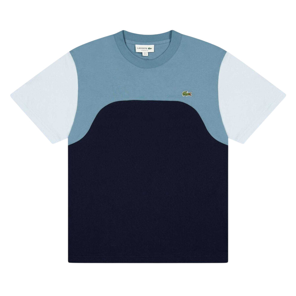 Lacoste (S, Navy) Mens Colour Block Jersey T-Shirt