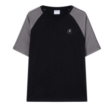(L, Black/Grey) Champion Mens Tape Logo Raglan T-Shirt