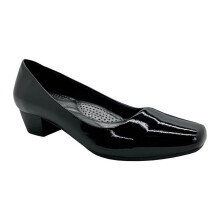 (9 UK, Black) Boulevard Womens/Ladies Patent PU Low Heel Court Shoes