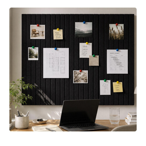 Self-Adhesive Black Felt Pinboard, 120 x 90 cm
