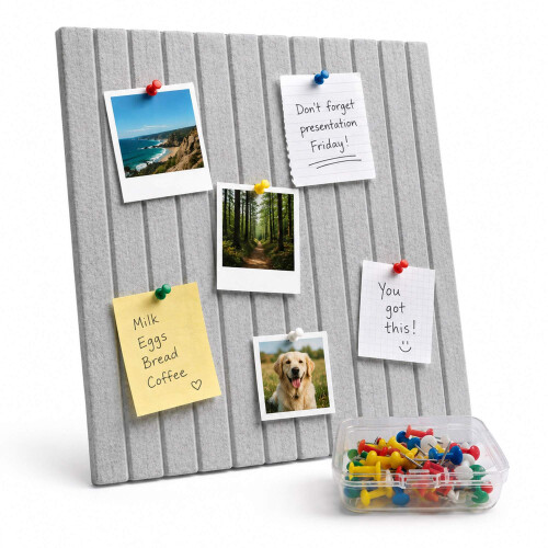 Self-Adhesive Felt Pinboard, Light Gray, 60x40 cm 1