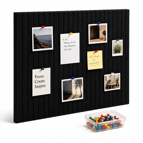 Self-Adhesive Black Felt Pinboard, 120 x 90 cm 1