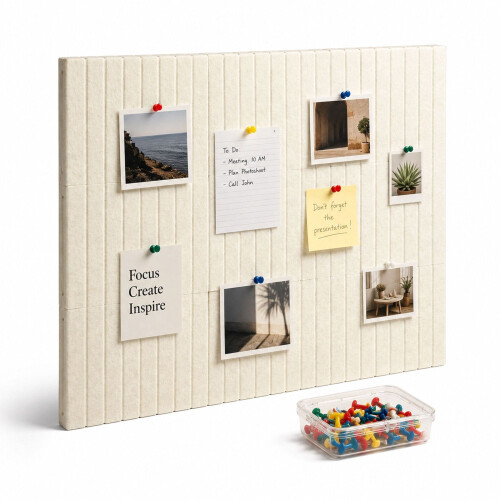 Self-Adhesive Felt Pinboard, Beige, 120 x 90 cm 1