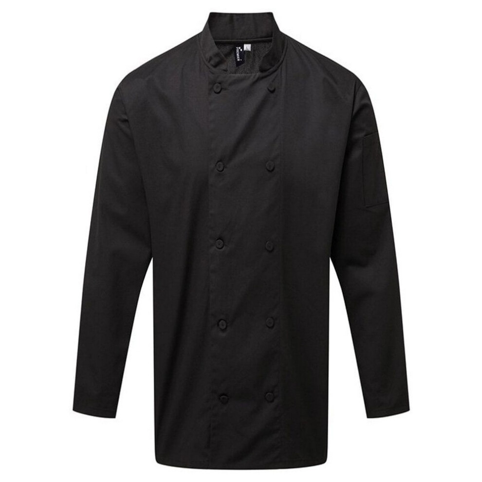 Premier (S, Black) Mens Coolchecker Long-Sleeved Chef Jacket