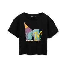 (S, Black) MTV Womens/Ladies Ice Cream Crop Top