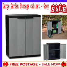 Garden Storage Cabinet Plant Shelves Unit Cupboard Outdoor Plastic Utility Box