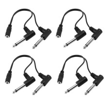 4Stück 3,5 mm 1/8 Zoll Stereo Klinkenbuchse auf Dual 1/4 6,35 mm Klinkenstecker Mono TS Rechtwinkliges Audio Adapter Y Splitterkabel