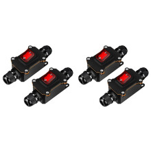 4 Stück 12 V Inline-Schalter, Wasserdichter Inline-Schnurschalter, Wasserdichter Kippschalter mit Rot Leuchtendem Wipptaster