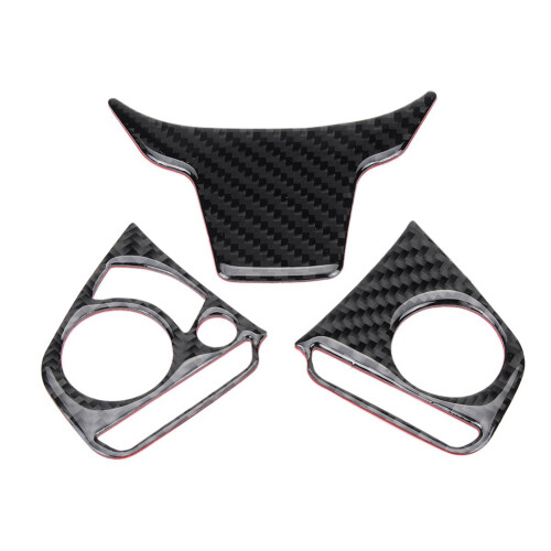 3Pcs Carbon Fiber Steering Wheel Button  Panel Cover for   2016-2019 & 1x Console Gear Box Panel Cover 1