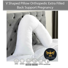 V Shape Pillow Memory Foam Orthopaedic & Pregnancy Extra Filled Pillow Comfy New