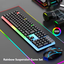 UK Gaming Keyboard And Mouse Set RGB LED USB For PC Laptop Xbox One PS4 PS5