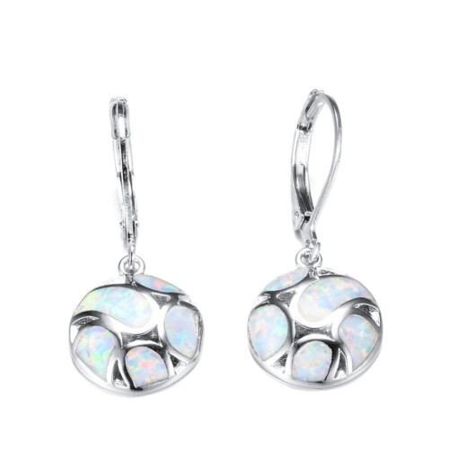 Μόδα Γυναικεία Faux Opal Στρογγυλά Ποδοσφαιρικά Σκουλαρίκια με Κρεμαστό ...