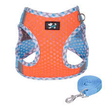 Conjunto de coleira e guia para cães de pequeno, médio e grande porte - Anti-puxão, azul e laranja, tamanho M, compatível com todas as raças.