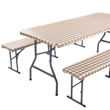 Changmaius piknikasztal és pad huzat - testreszabott, vízálló vinil flanel hátlappal, 76x183 cm-es téglalap, zöld kockás