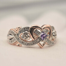 Jacenvly2024Nuevos anillos para hombre Liquidación Anillo único Rosa Princesa Diamante Amor Corazón Oro Rosa Bicolor Circonita Regalos para él