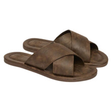 Superdry Mens Vintage Cross Strap Slides - Dark Brown - 6-7