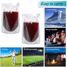 Lot de 24 Sachets pour Boissons en Plastique, 250 Ml, Discrets et Réutilisables, en Plastique Alimentaire Étanche, Parfaits pour les Voyages, 1 Lot