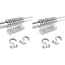 Anneau de Crochet de Rideau de Douche, Crochet de Douche Coulissant à Double Rouleau en Métal Antirouille, pour Rideau de Douche, Lot de 24 Blanc