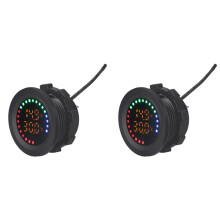 2X 12-24V Car Round Color Screen Temperature Voltmeter Auto Voltage Test Dual Display Digital Measurement